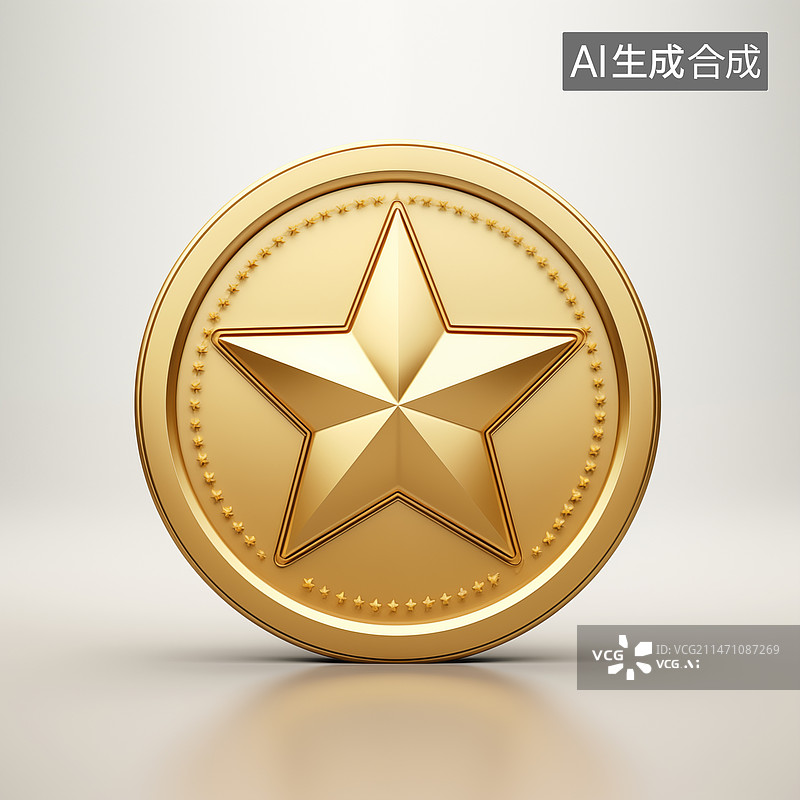 【AI数字艺术】白色背景下的金色五角星图片素材