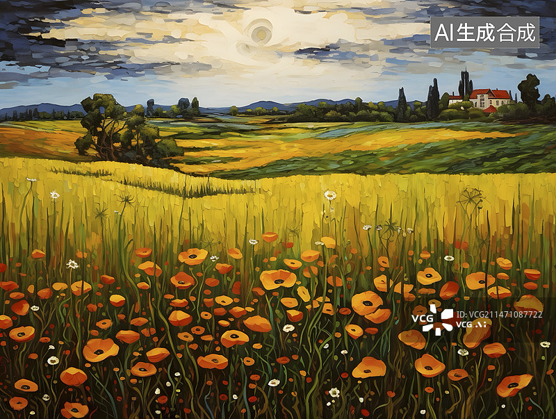 【AI数字艺术】秋天的田园插画图片素材