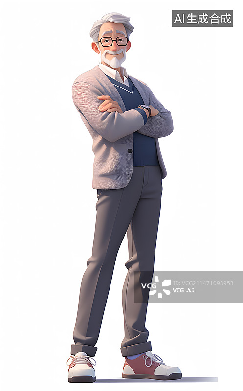 【AI数字艺术】抱手站姿中年人图片素材