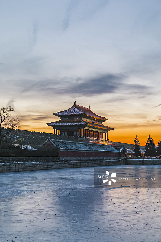 神武门冬日夕阳余晖图片素材