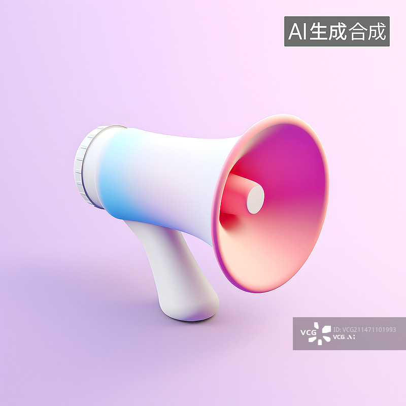 【AI数字艺术】粉红色背景下扩音器的特写镜头图片素材