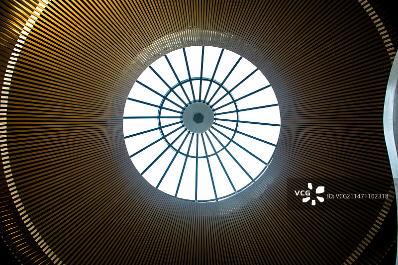 中国杭州丝绸博物馆展厅的穹顶线条建筑美感图片素材