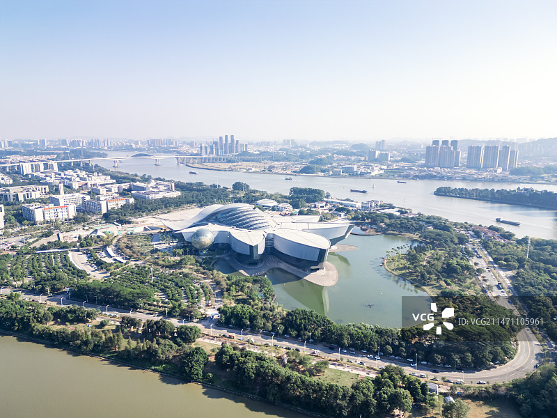 广东科学中心场馆航拍图片素材