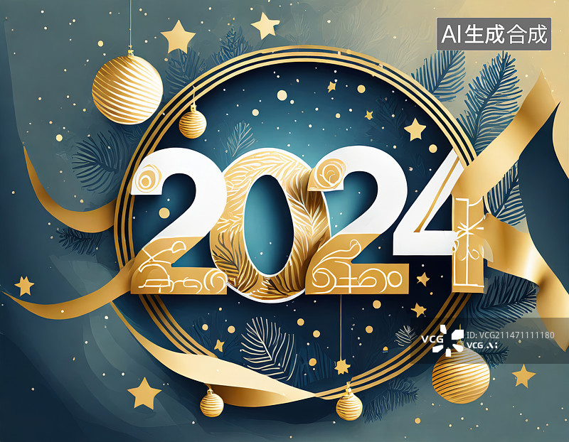 【AI数字艺术】2024年金色艺术字体图片素材