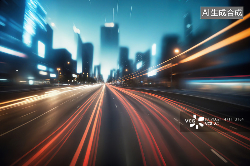 【AI数字艺术】速度感城市交通背景图片素材