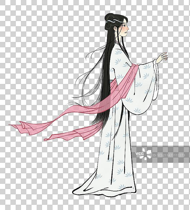 七夕节情人节白蛇白娘子古风女人仙女插画元素图片素材