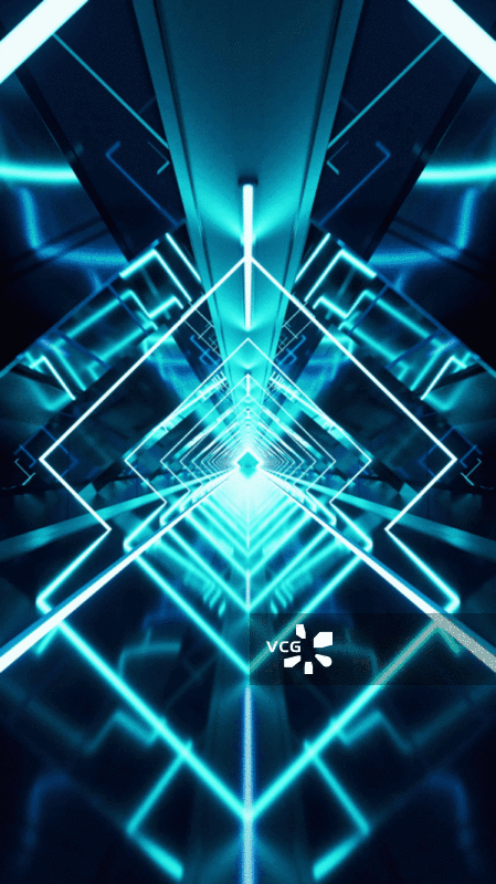 霓虹发光线条与隧道空间3D渲染图片素材