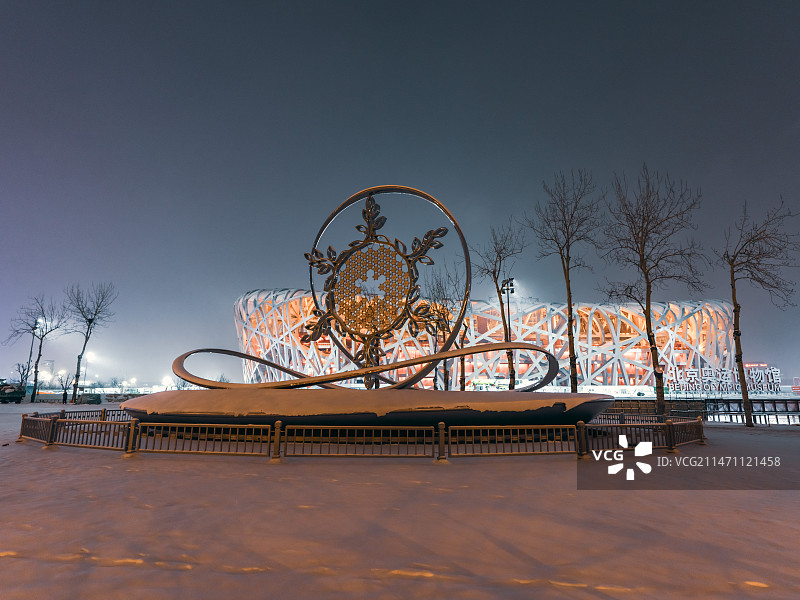 北京奥运博物馆夜景图片素材