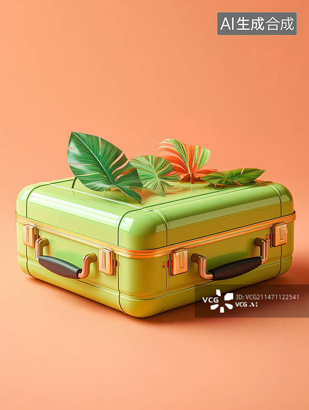 【AI数字艺术】黄色拉杆箱素材图片素材