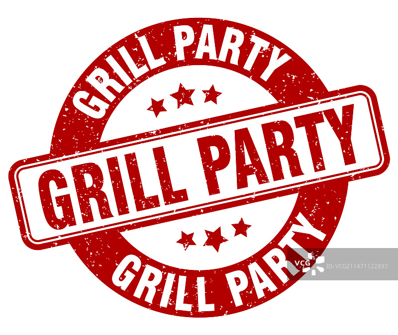 烧烤派对印章圆形复古标签图片素材