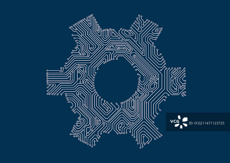 电子科技数据传输电路组成的齿轮图片素材