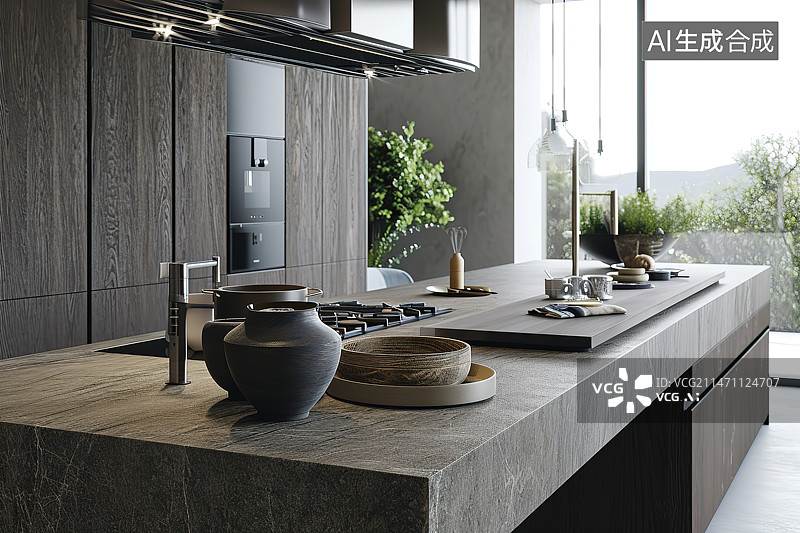 【AI数字艺术】现代装修风格的餐厅餐桌图片素材