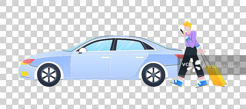 线上叫车旅游出行插画元素图片素材