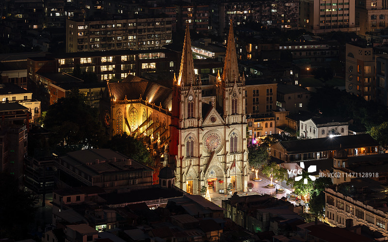 广州石室圣心大教堂平安夜亮灯图片素材