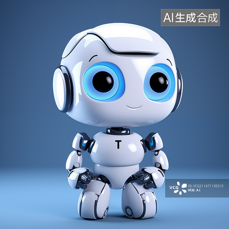 【AI数字艺术】3D风格可爱白色小机器人干净色调图片素材