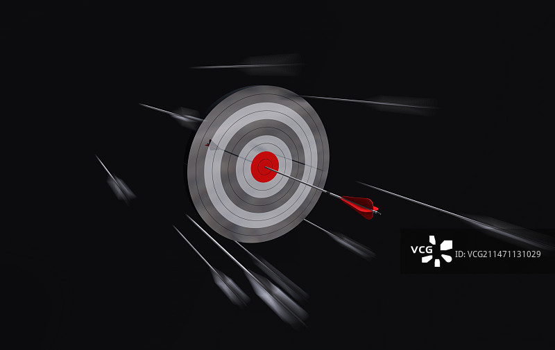 射向靶子的弓箭获取成功射中目标图片素材