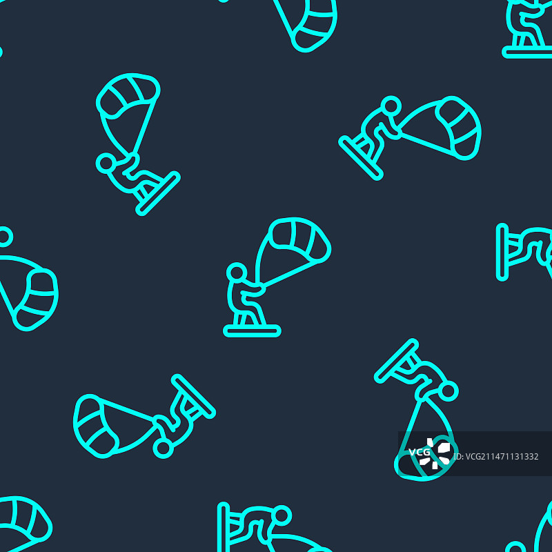 绿色风筝冲浪图标，无缝隔离图片素材