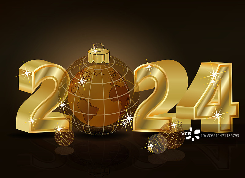 2024年新款圣诞球地球VIP卡片图片素材