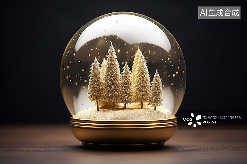 【AI数字艺术】黑色背景下桌子上的圣诞装饰品特写镜头图片素材