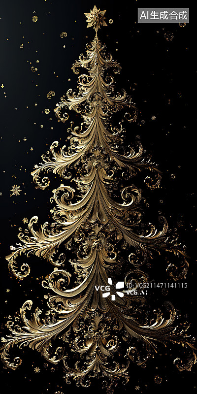 【AI数字艺术】黑色背景下圣诞装饰的特写镜头图片素材