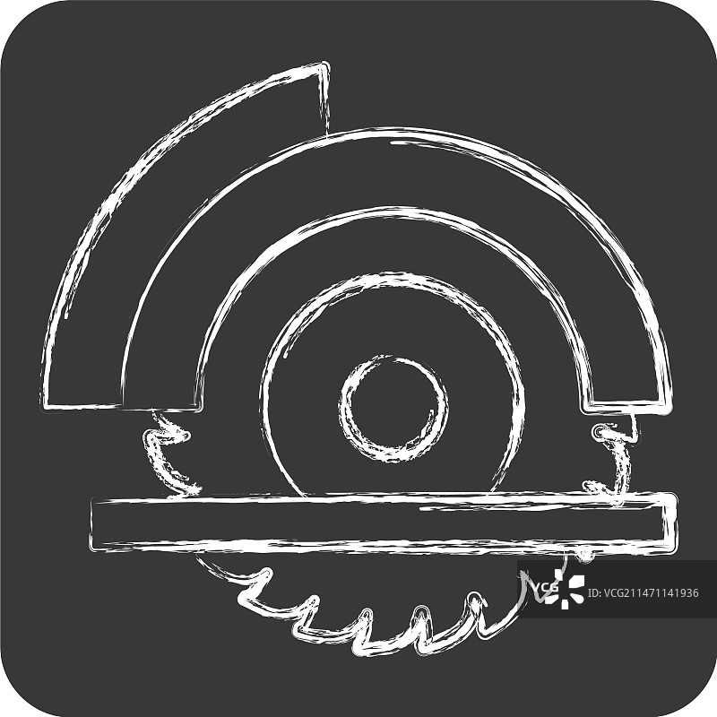 木工符号粉笔风格的电锯图标图片素材