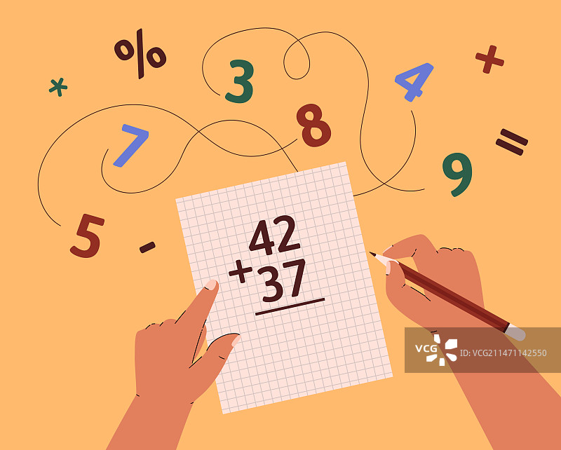 人们试图在纸上按列填写数字图片素材