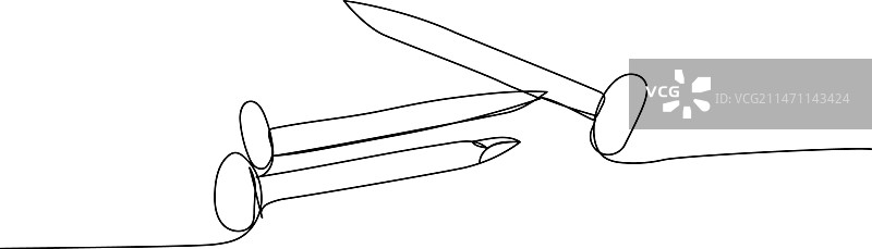 钉子、销钉、尖钉、平头钉铆钉单线图片素材