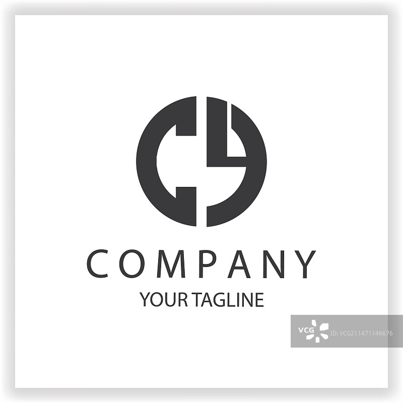 CY Logo 单字母简约现代黑色圆形标志图片素材