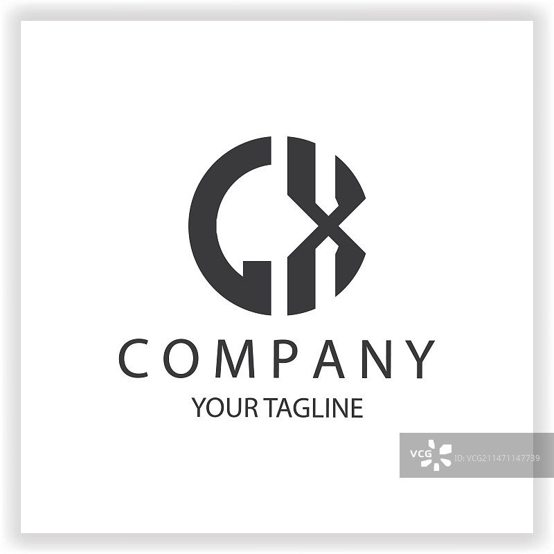 简约现代圆形黑色LX字母组合标志图片素材