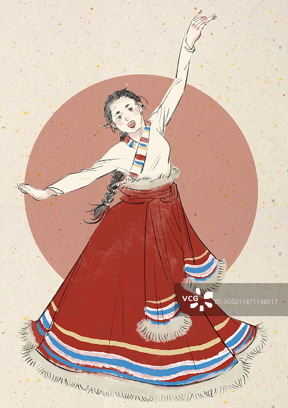藏族舞蹈插画图片素材