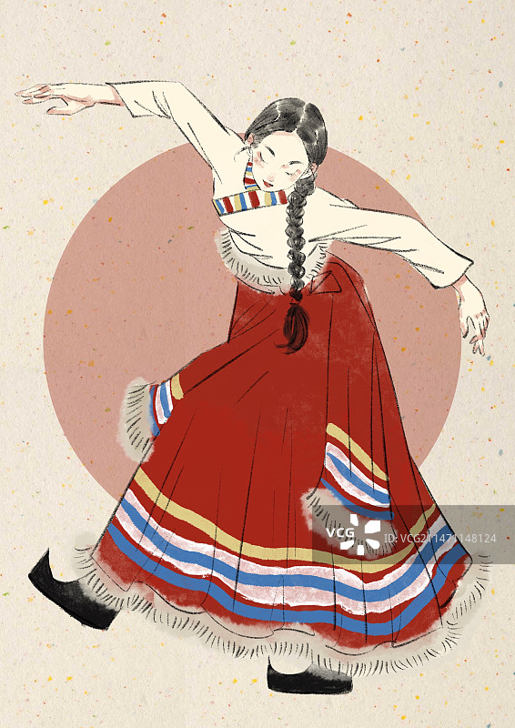 藏族舞蹈插画图片素材