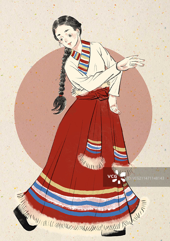 藏族舞蹈插画图片素材