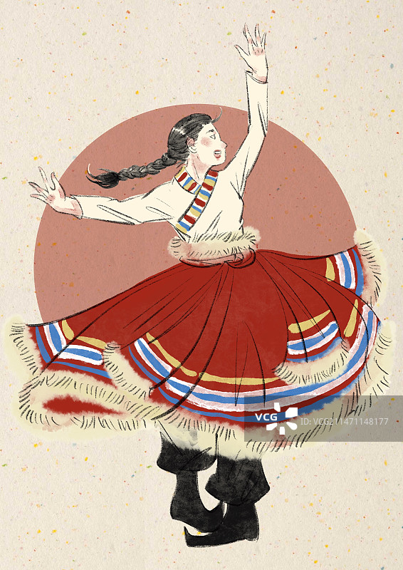 藏族舞蹈插画图片素材