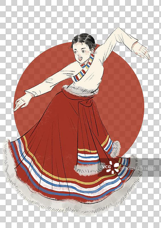 藏族舞蹈插画元素图片素材