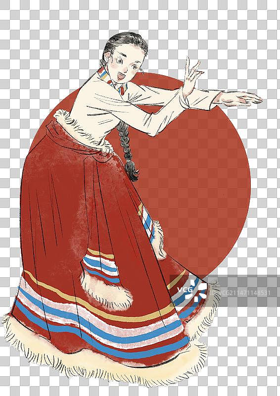 藏族舞蹈插画元素图片素材