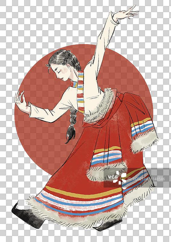藏族舞蹈插画元素图片素材