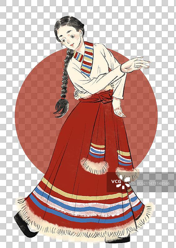 藏族舞蹈插画元素图片素材