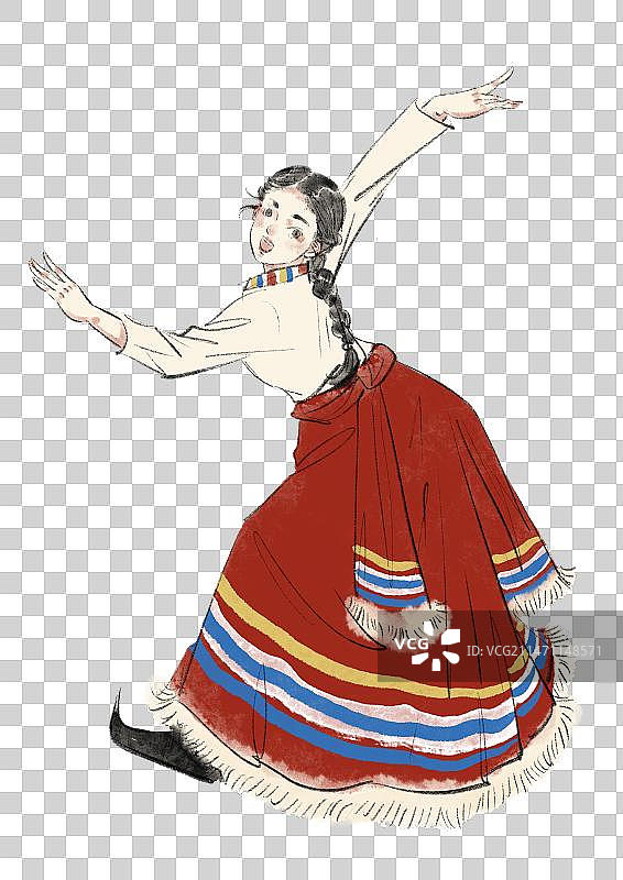 藏族舞蹈插画元素图片素材