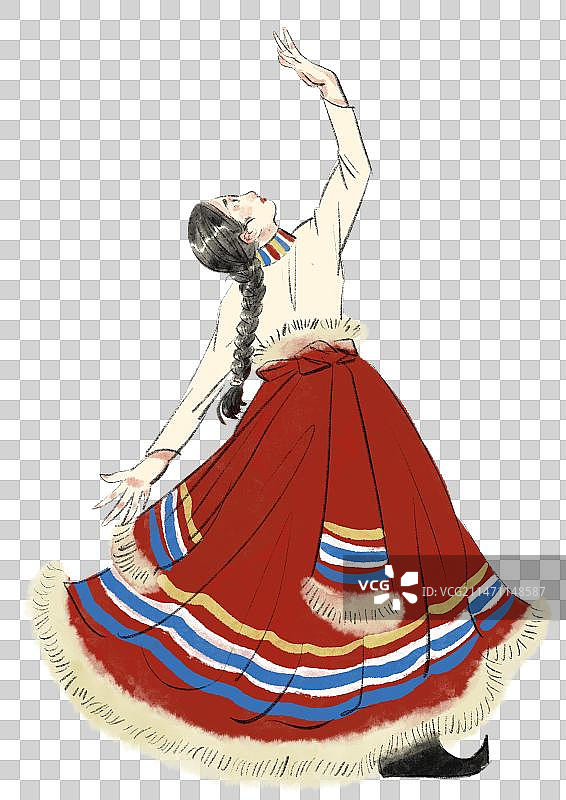 藏族舞蹈插画元素图片素材