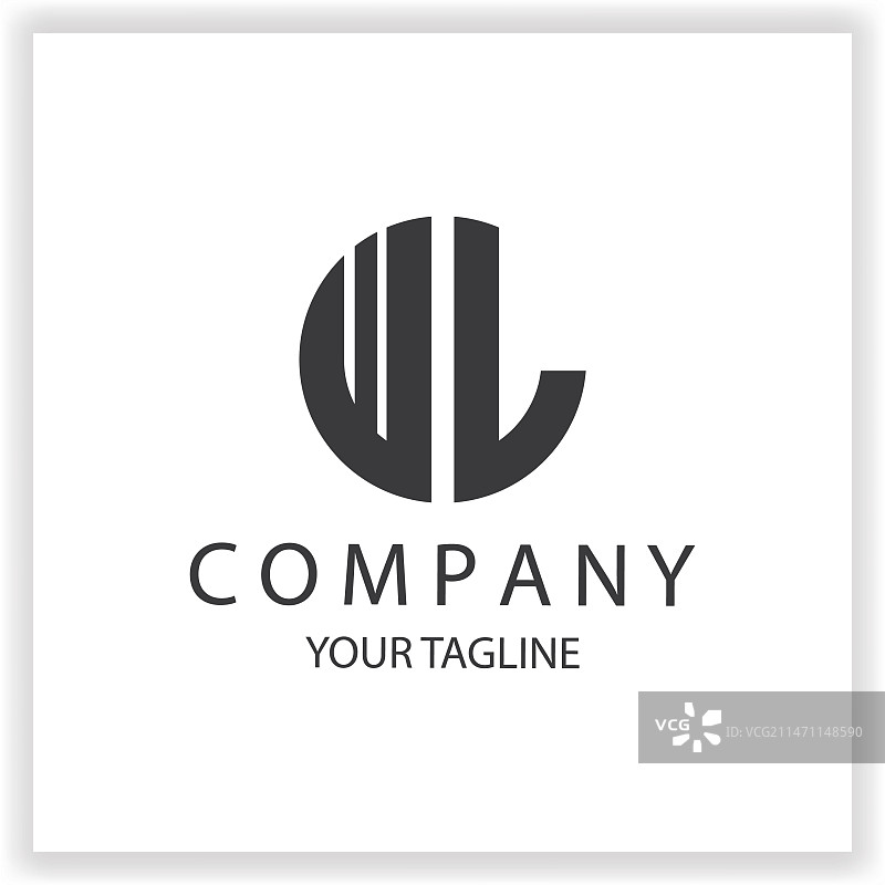 简约现代黑色圆形WL字母组合标志图片素材