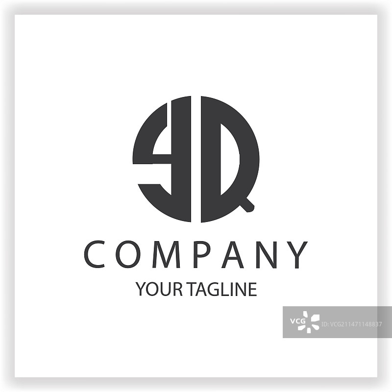 YQ品牌标志，简约现代黑色圆形设计图片素材