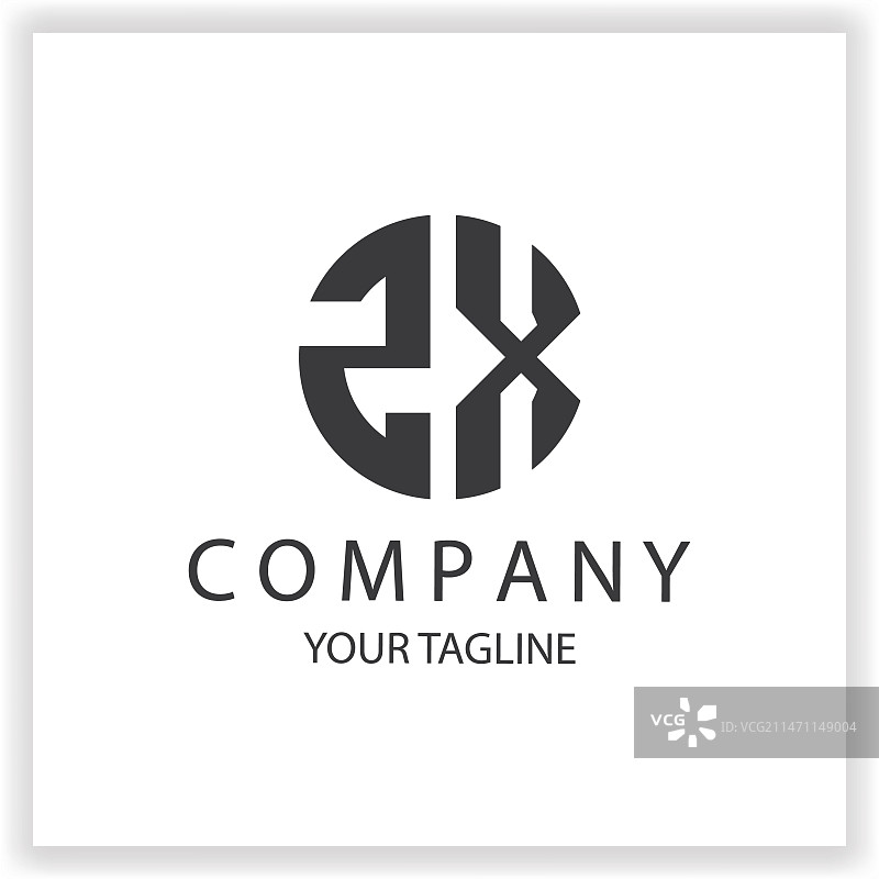 ZX字母组合Logo简约现代圆形黑色图片素材