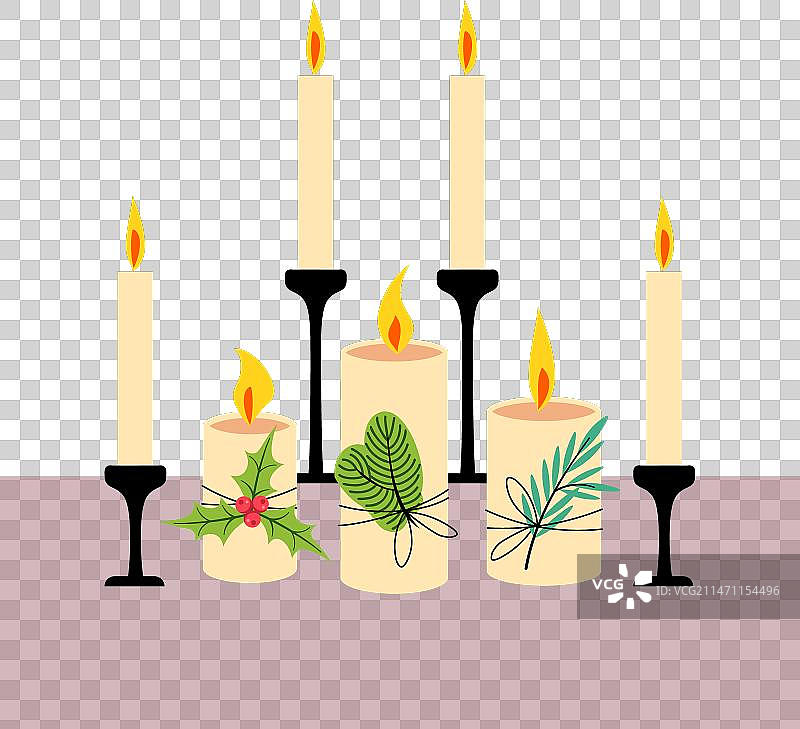 圣诞蜡烛套装节日装饰和舒适感图片素材