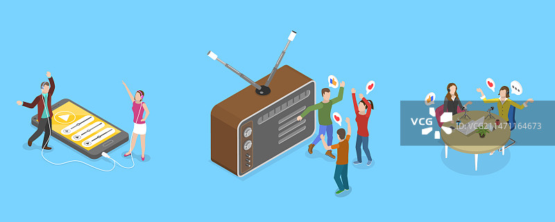 2.5D播客扁平风格图片素材
