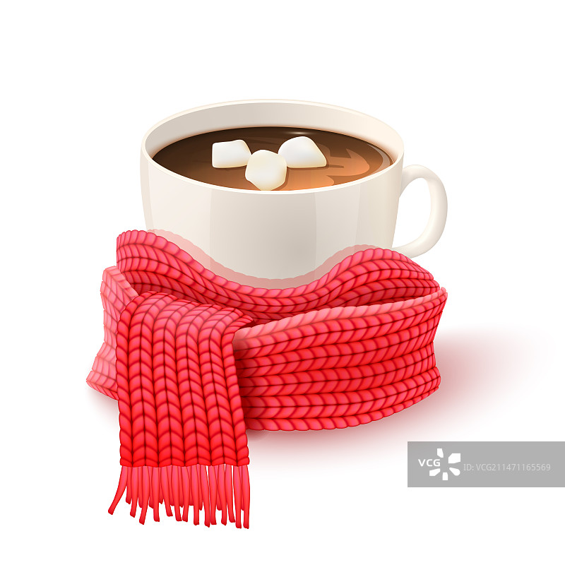 针织围巾图案杯装巧克力图片素材