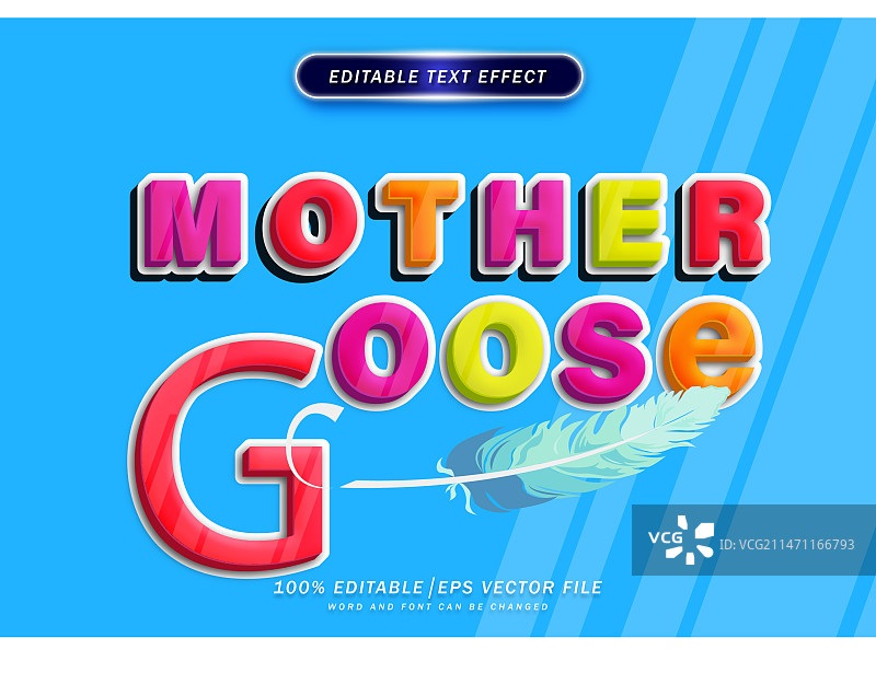 彩色3D鹅妈妈文字效果标题文本图片素材