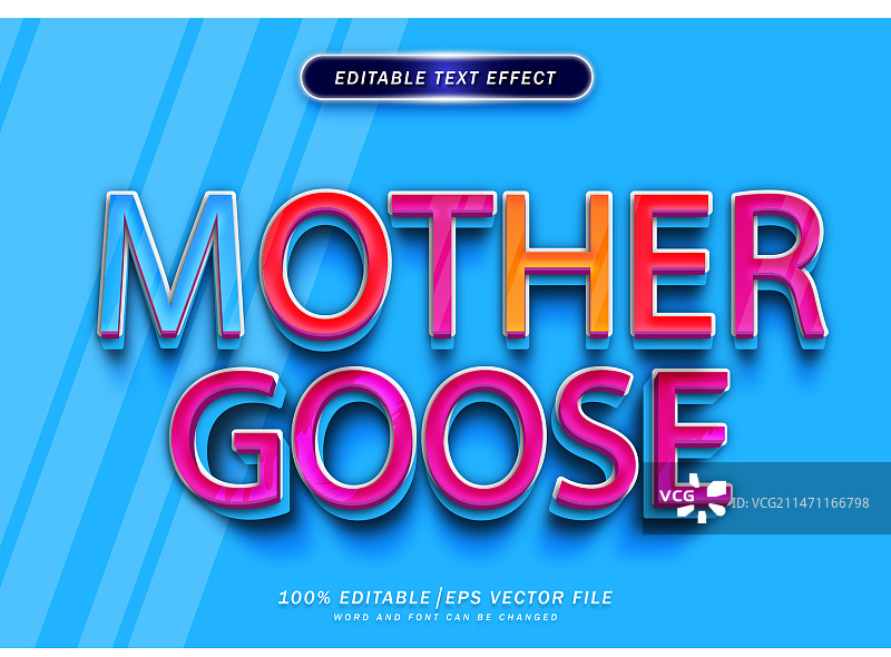 彩色3D鹅妈妈文字效果标题文本图片素材