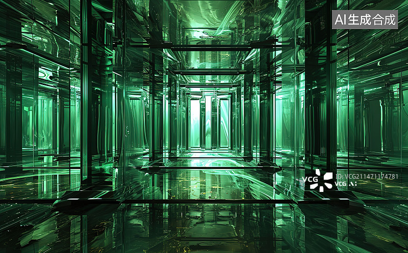 【AI数字艺术】现代建筑内部电梯图片素材