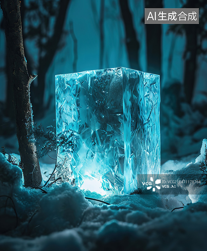 【AI数字艺术】冬季冻湖特写图片素材