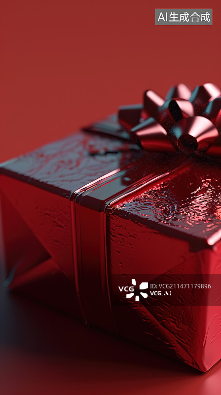 【AI数字艺术】红色背景上的礼物特写镜头图片素材